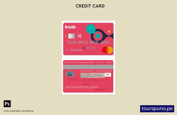 listo para imprimir plantilla de Mastercard Knab Credit del Banco de los Países 